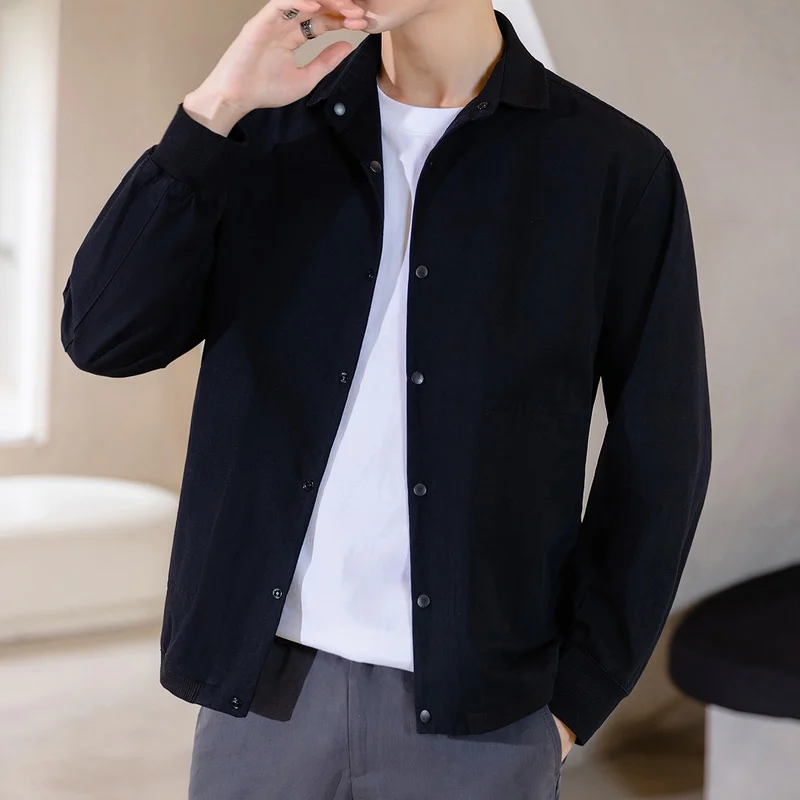 

Bla Casual Leisure Jaet Men's Faionable Collared Coat Autumn Season Polyester Fiber Long Sve Anti-Wrinkle