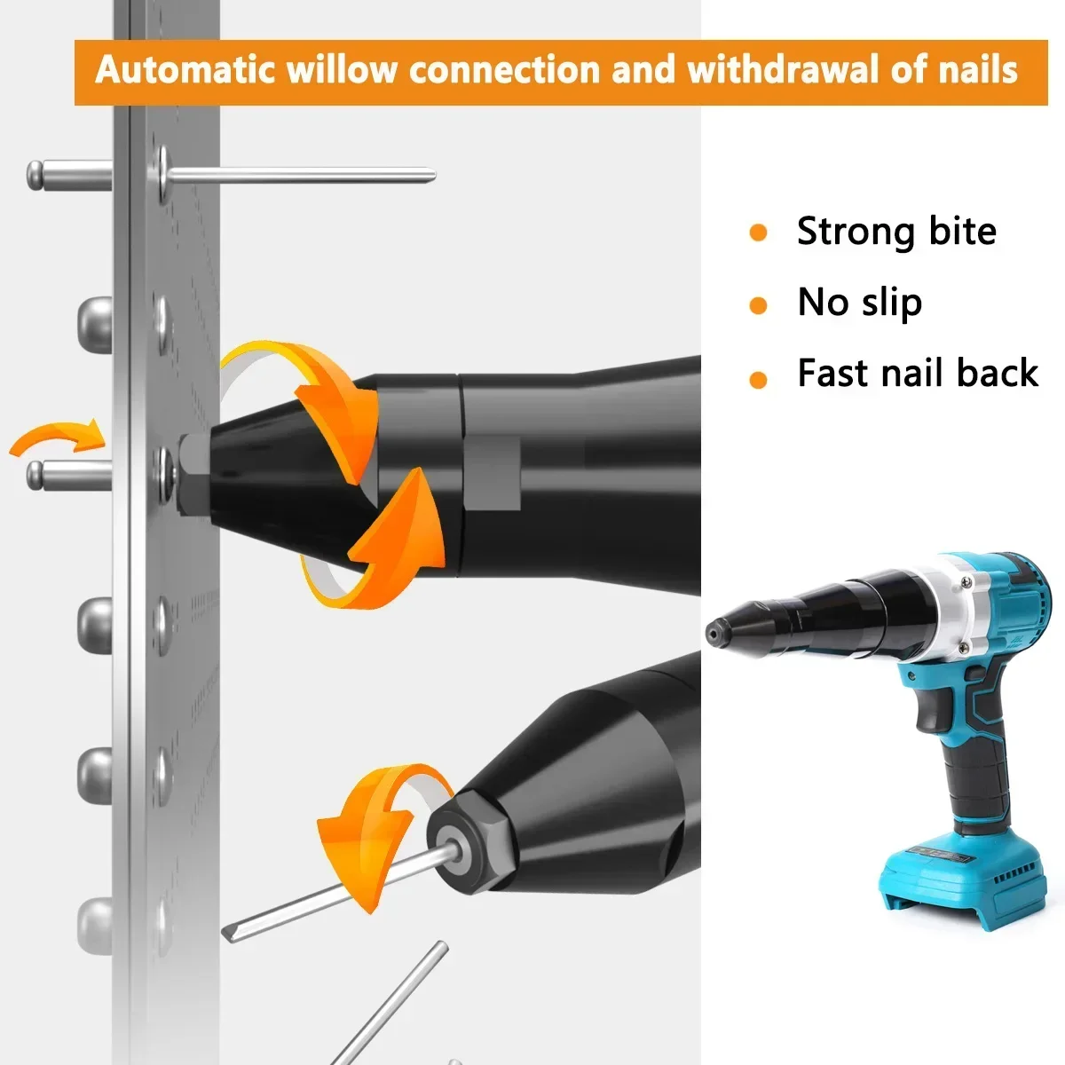 Cordless Electric Rivet Gun 2.4~4.8mm Cordless Rivet Nut Gun 720W Drill Insert Power Tools For Makita 18V Battery