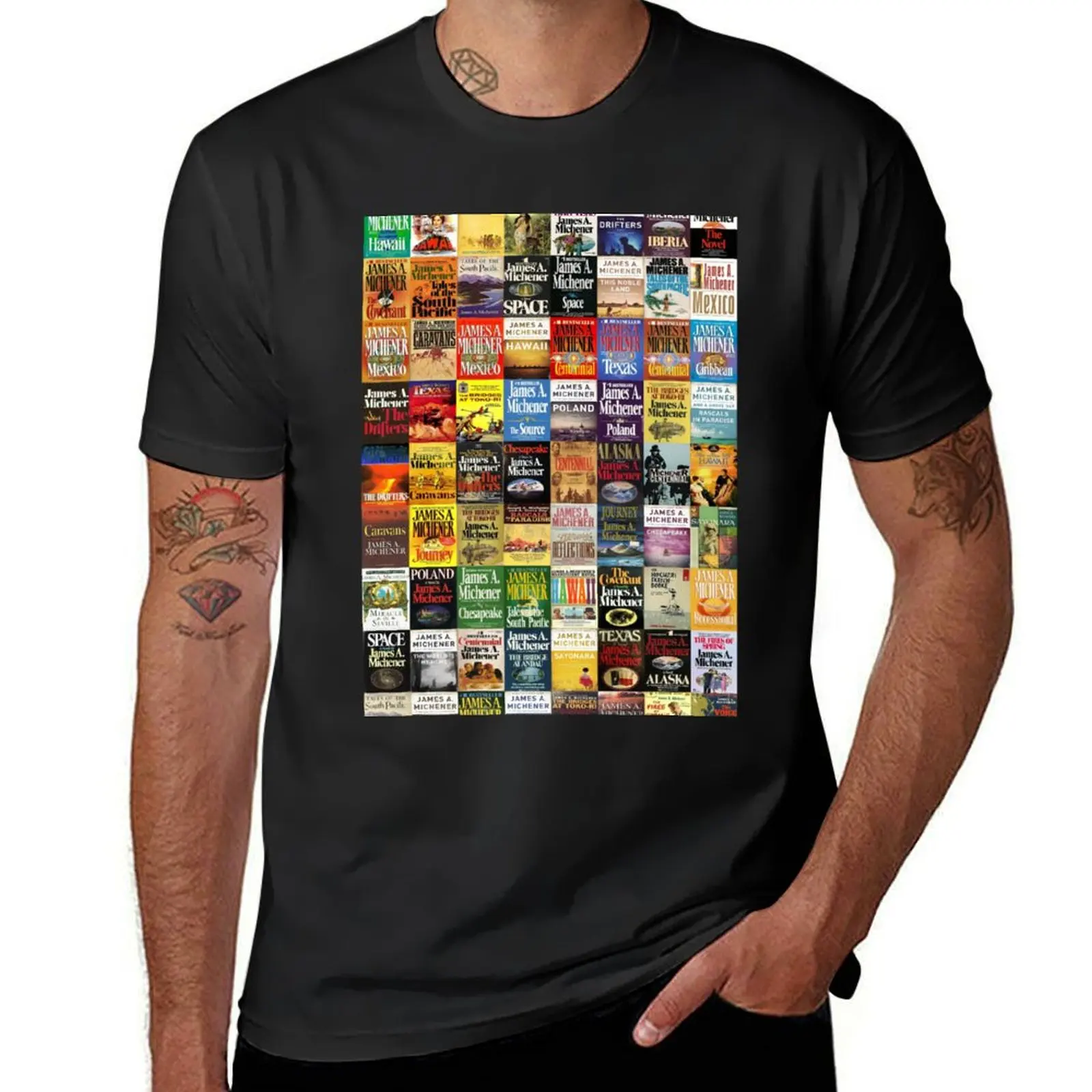 Camiseta con estampado de James Michener Books para hombre, camisetas lisas de moda coreana, de peso pesado