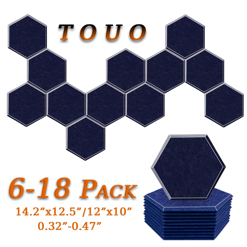 TOUO High-Density Acoustic Panel 6/12/18 Pcs Office Acoustic Treatment Sound Insulation Wall Panels Sound Absorbing Treatment