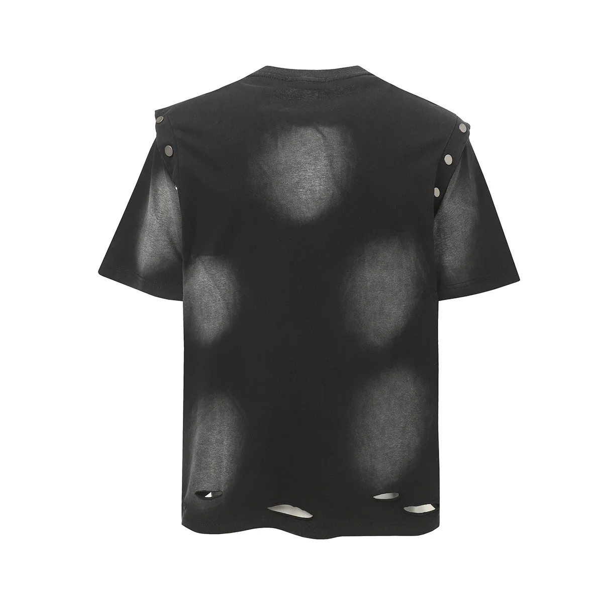 Men's High Street Ripped Tie Dye T Shirt Fashion Streetwear Destroyed Tees Sleeve Removable Vintage Tops Summer Washed Tshirt