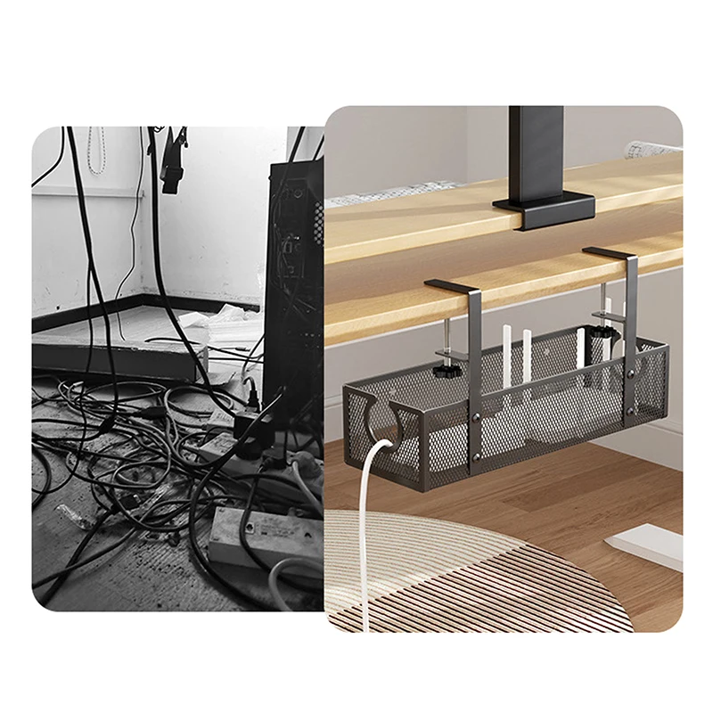 Under Desk Cable Management Tray No Drill Steel Desk Cable Organizer Wire Management Tray Cable Management Rack Storage Shelf