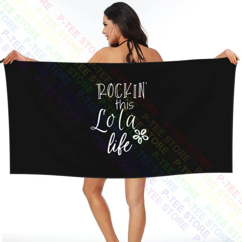 Rockin This Life Lola Gift For Grandmother Quick dry Towel For Gym No Fading Personalized