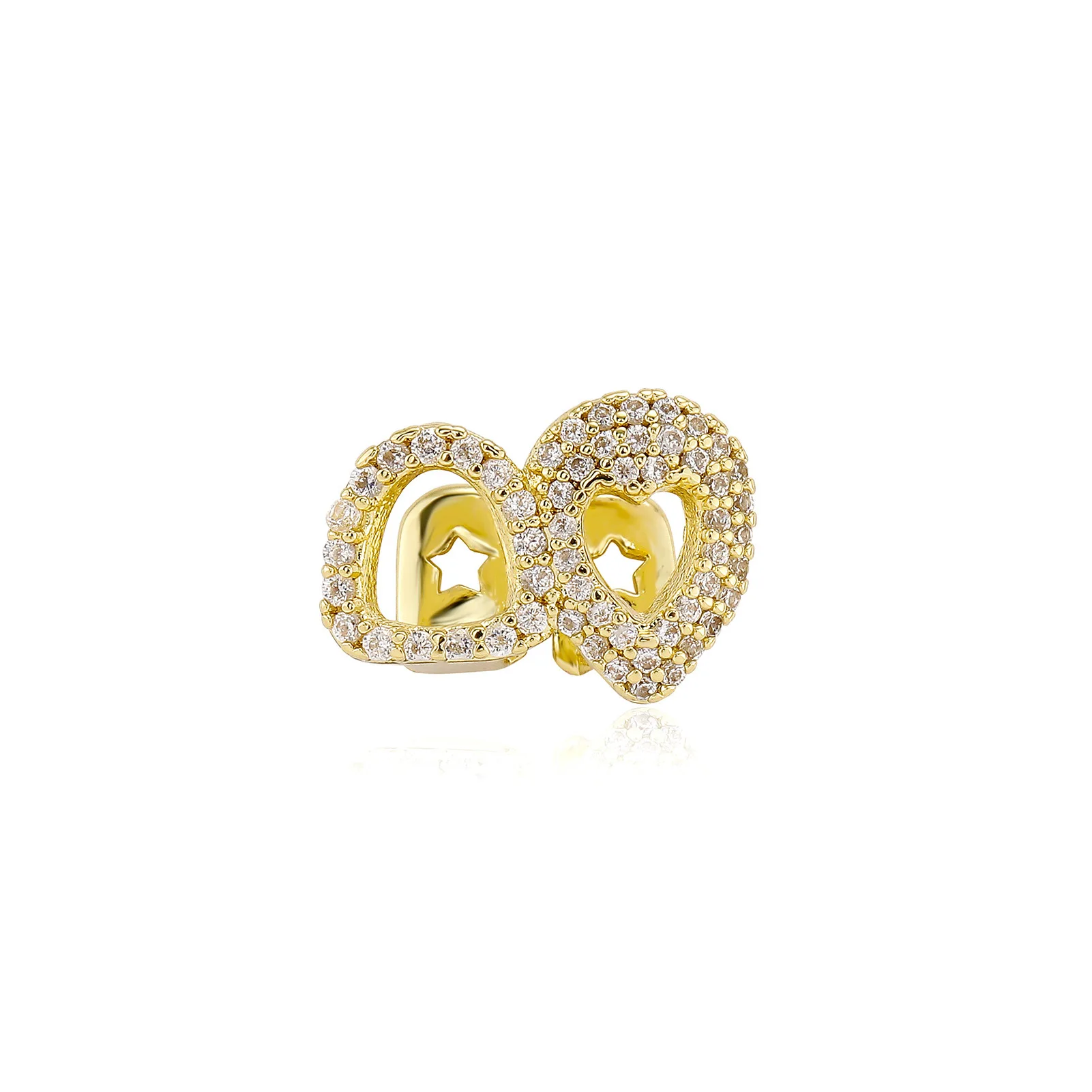 Love Heart Hollow Grillz Teeth Jewelry Bling Tooth Cover Gold Silver Color Hip Hop Fashion Mouth Accessories Street Style