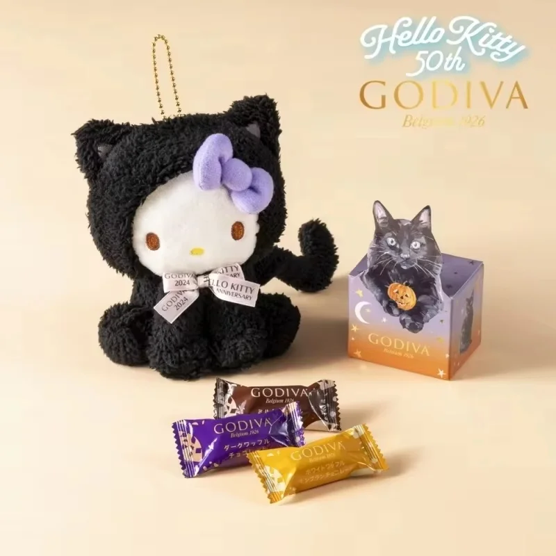 

Geniune Sanrio серии Hello Kitty 50th Anniversary Joint Godiva кулон аниме фигурки черный кот милая кукла подарок на Хэллоуин для девочек