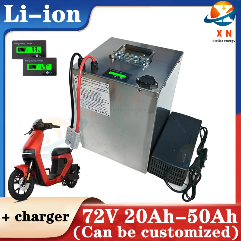 escooter battery 72V 20Ah 30ah 35ah 40ah 50ah Lithium ion battery with bms for tricycle motorcycle scooter+Charger