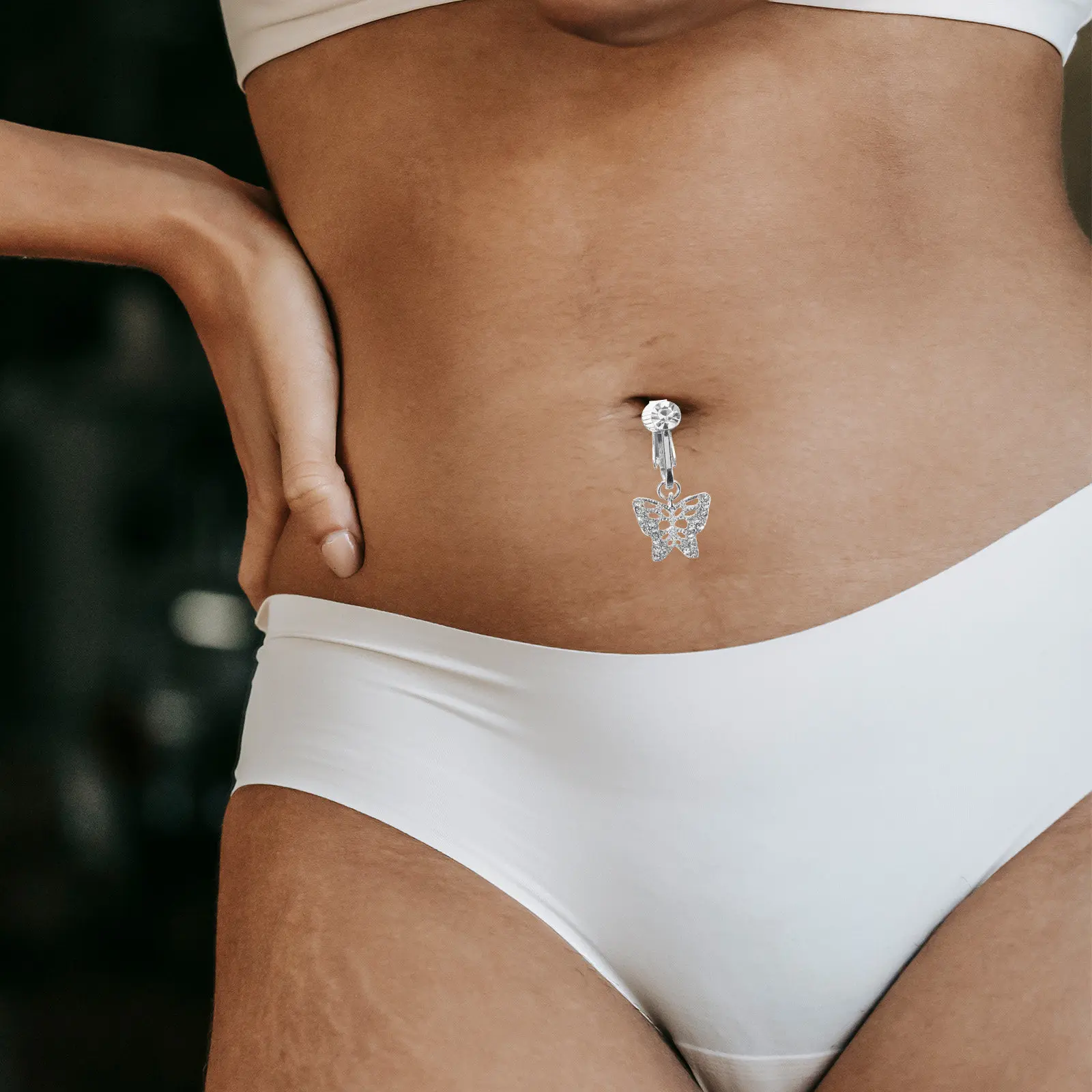Fake Belly Button Ring Alloy Material Stable Fake Belly Button Ring Non Piercing Navel Decoration Party Festival Dance