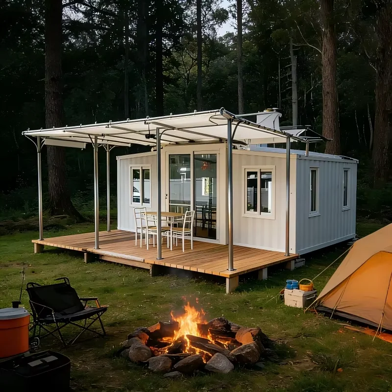 Portable 20ft Expandable Container Home With Waterproof And Sunshade Roof For Outdoor Camping Living Granny flat