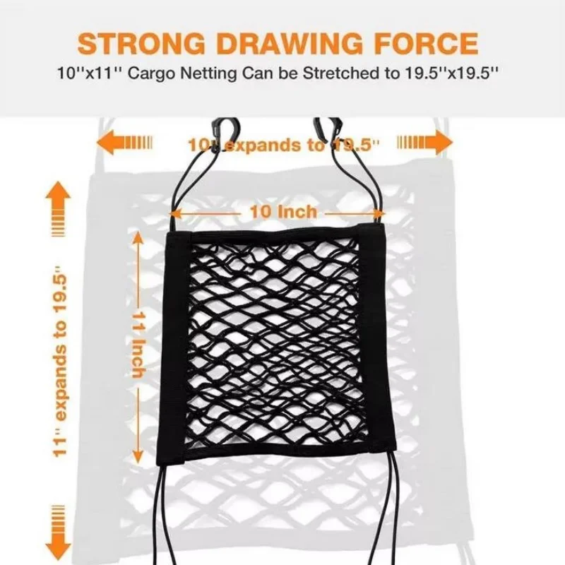 Motorcycle Cargo Net High Elastic Double Layer Motorcycle Net for Helmet Storage 10"X11" Bungee Cargo Net with Hooks Luggage Net image 3
