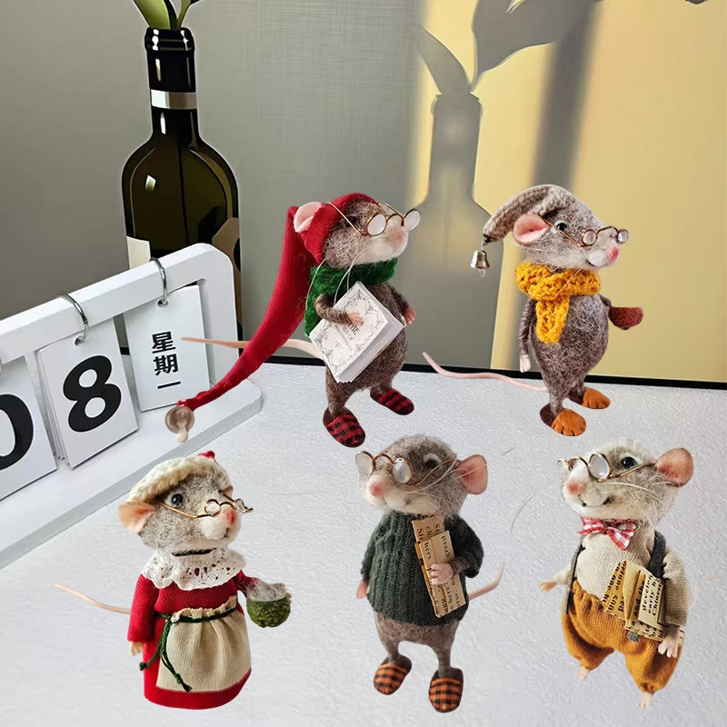 

Cute Mouse Doll Wool Felt Needle Felted Mouse Doll Craft Decorations Handmade Materials Mouse Handmade Crafts