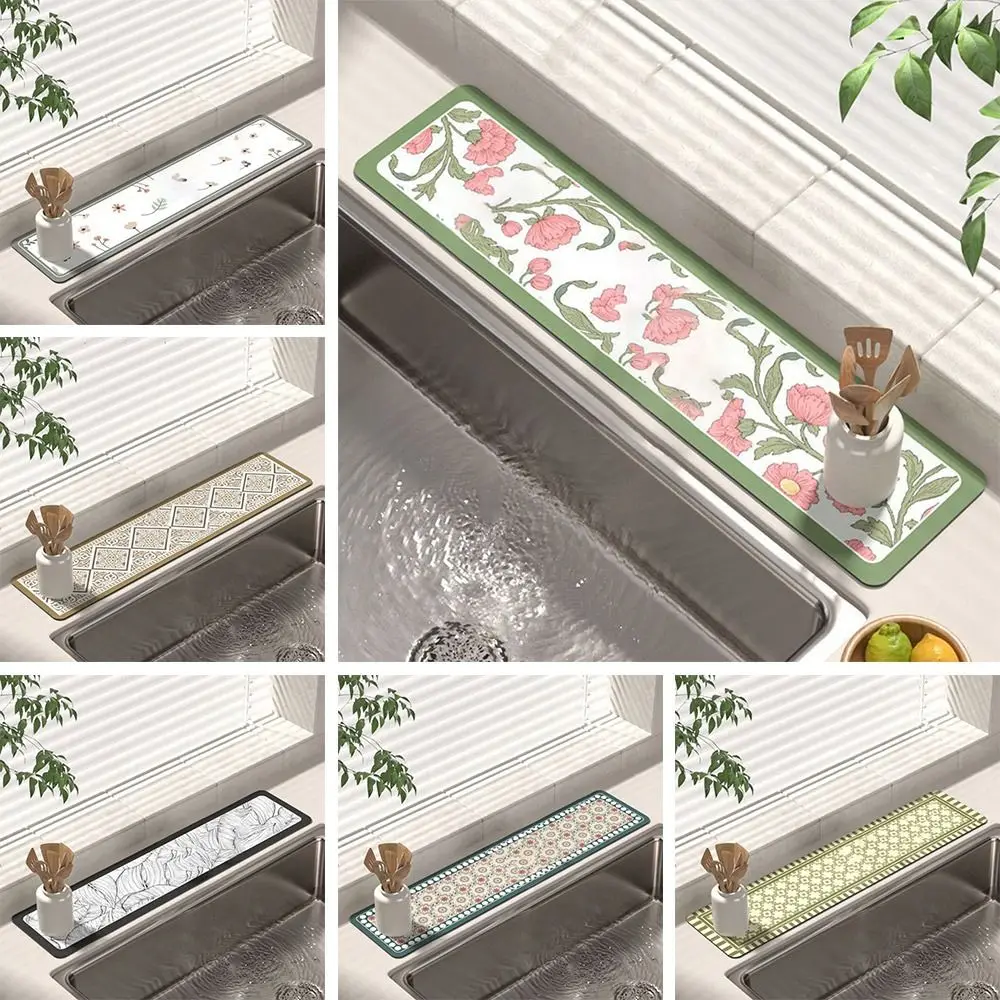 Diatomite Faucet Draining Mat Non-Slip Splash Non-Slip Absorbent Pad Convenient Multi-function Drying Mat