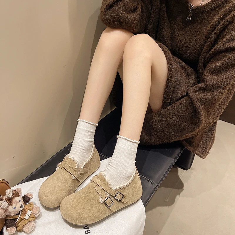 Thick-soled Round-top Buckle Waterproof Platform Fashionable Versatile Comfortable Anti-slip Breathable Casual Women's Shoes