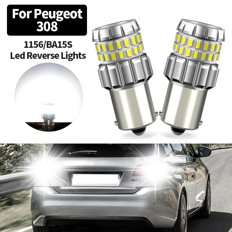 2PCS 12V Canbus LED Backup Light Bulb Reverse Lamp P21W BA15S 7506 1156 No Error For Peugeot 308 I/308 SW/308 CC Car accessories