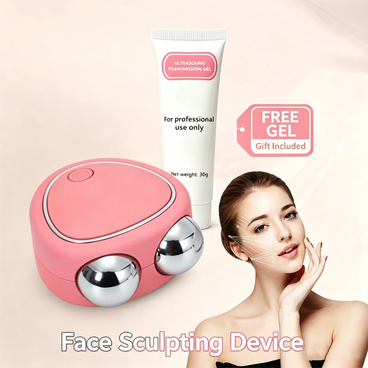 Facial Microcurrent Massager Skin Rejuvenation Massage Facial Lifting Facial Toning Device with 30g Gel