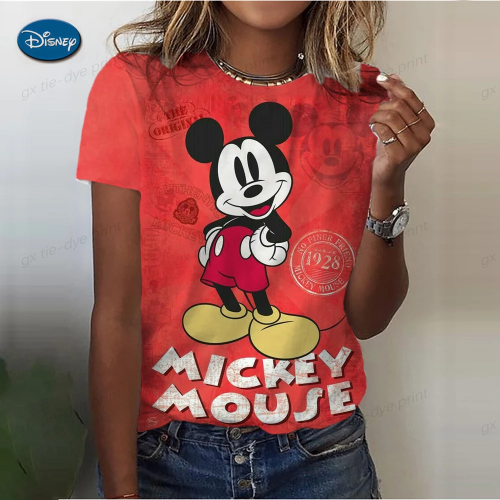 Minnie Mouse Bedrukt T-Shirt Dames Mode Basic Top Dames Hoge Kwaliteit T-Shirt Disney Korte Mouw T-Shirt Zomer Lightweig