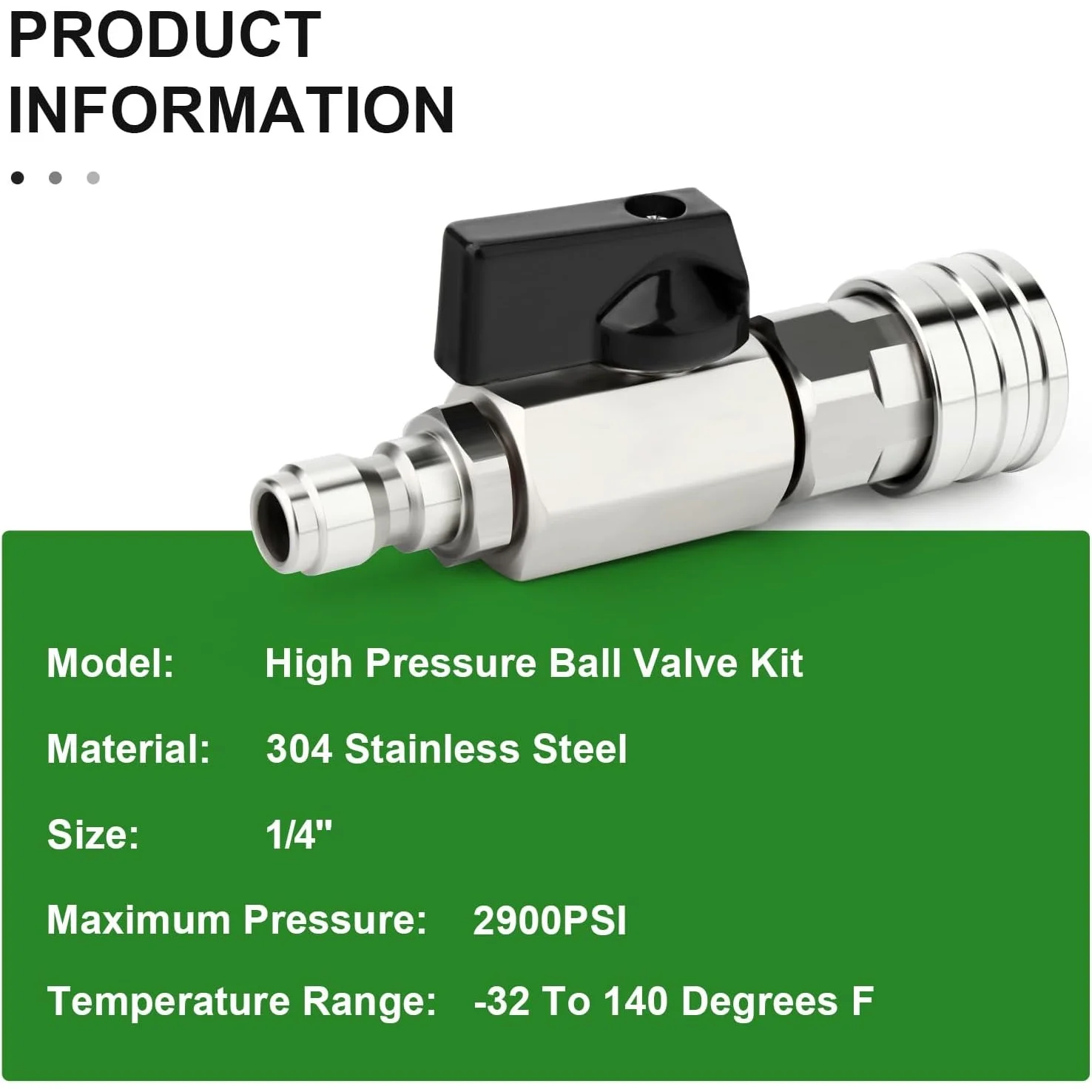 304 Stainless Steel Ball Valve Kit 1/4