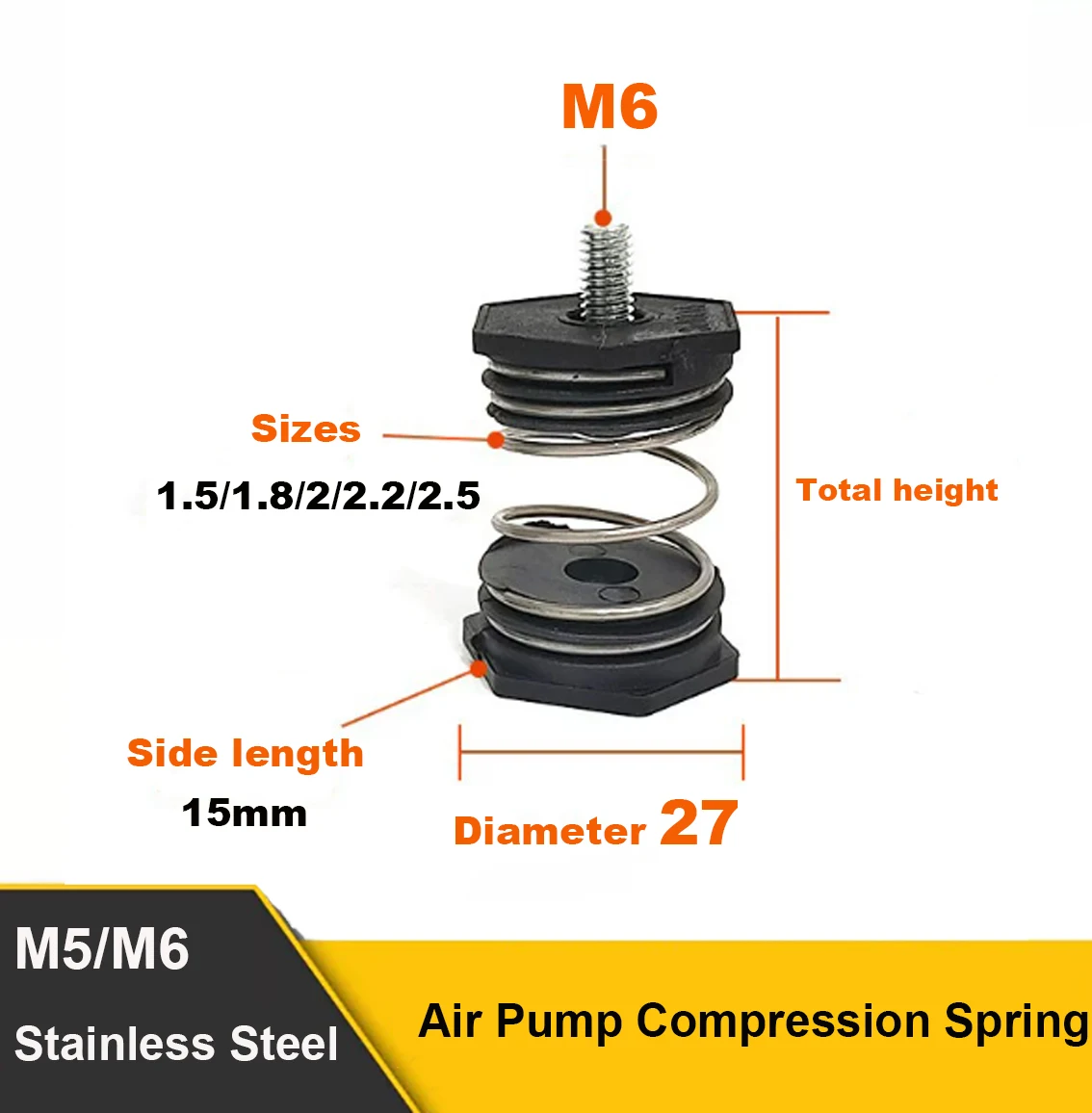 1Pcs M5 M6 Air Pump Compression Spring Seat Anti Vibration Damping Oxygen Buffer Mechanical Accessories Spring Foot Pad
