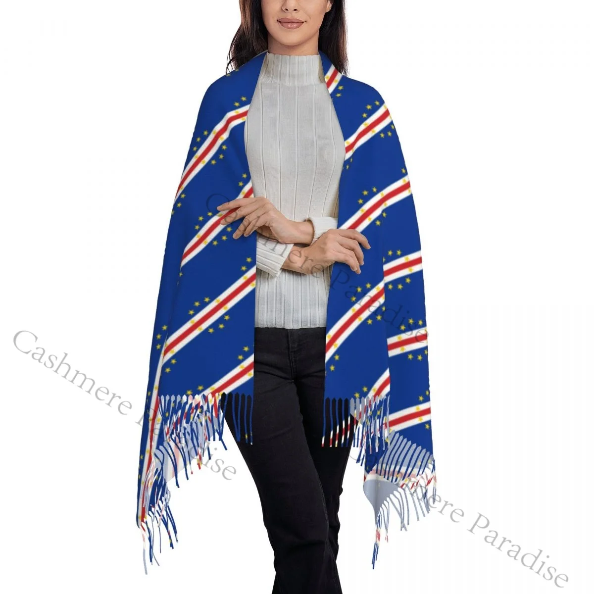 Cape Verde Flag Warm Shawls Wrpas Men Women Custom Large Scarves Winter Luxury Brand