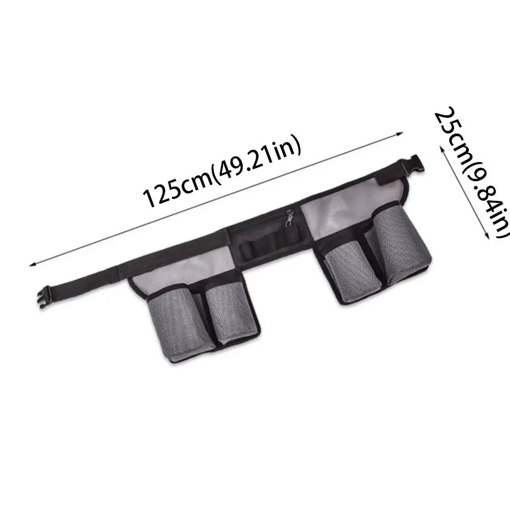 طقم تنظيف مقاوم للماء، حزمة مراوح قابلة للتعديل، خفيفة الوزن، حزام خصر للتدبير المنزلي، رمادي داكن، حقيبة خصر متعددة الجيوب