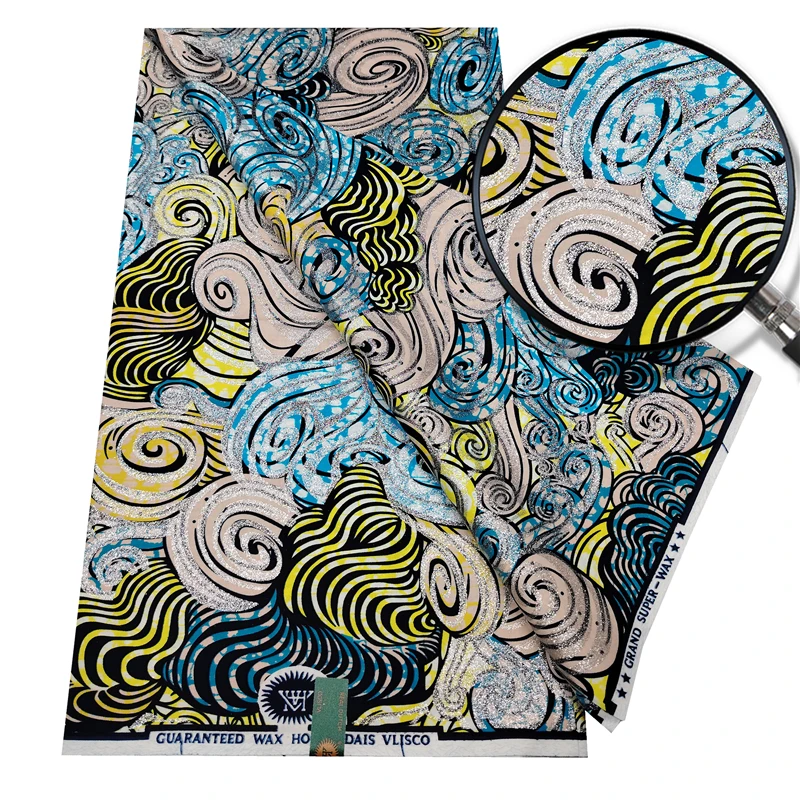 قماش شمع هولندي أفريقي كبير 6 ياردات 100% قطن عالي الجودة قماش باتيك نيجيري أنقرة مطبوع لخياطة فستان نسائي