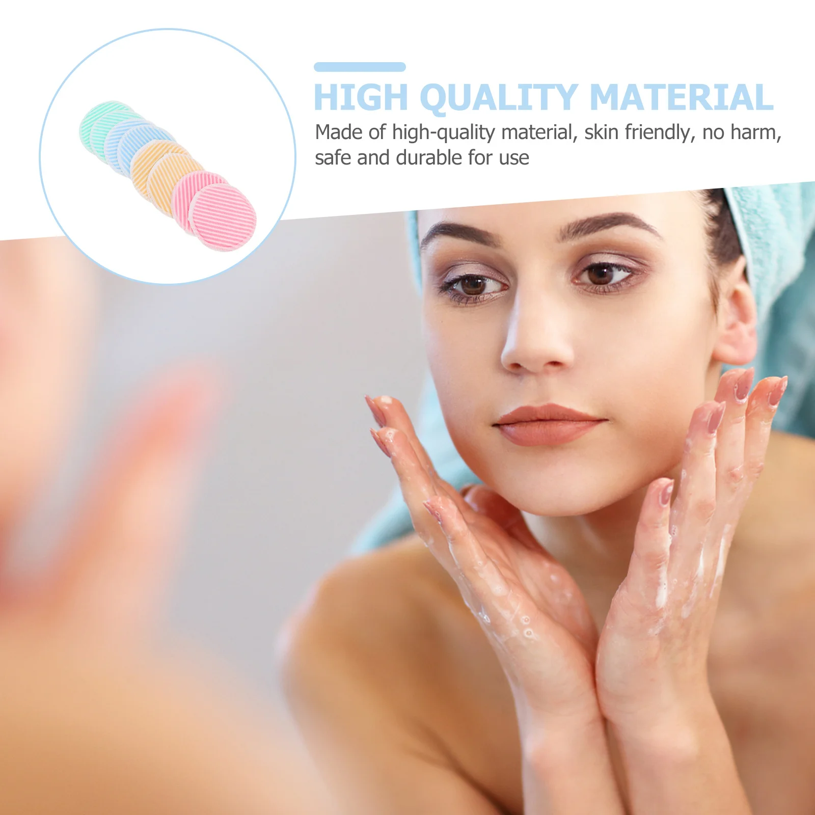 8Pcs Makeup Remover Pads Bamboo Fiber Reusable Facial Cleansing Pads for Home Travel Camping Beauty Supplies Makeup Remover