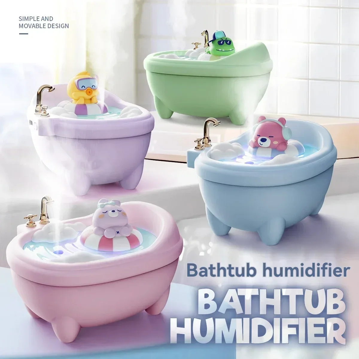 Seven-Color Ambient Light Atomized Portable Humidifier Car Hydrator Desktop Spray Cute Bathtub Humidifier