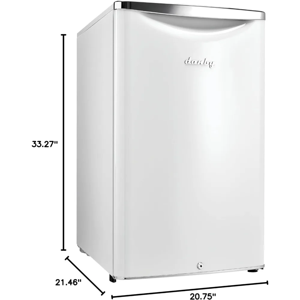 Mini Fridge, Compact Refrigerator For Bedroom, Living Room, Bar, Dorm, Kitchen, Office, In Pearl White With Lock