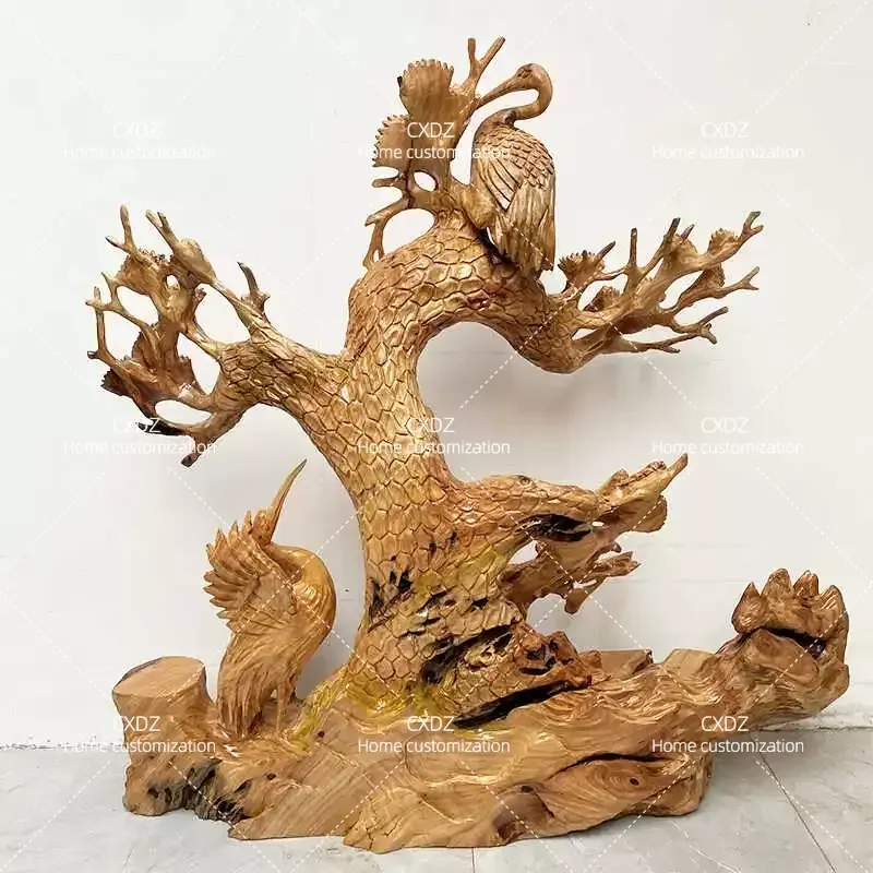 Natural Camphor Wood Root Carving Flower Stand Solid Wood Tree Root Base Ornament for Living Room Decor Natural Log Plant