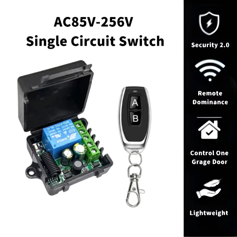 

AC90V-256V wireless remote control light switch 10A 1CH access lock remote power switch single circuit breaker 433mhz set