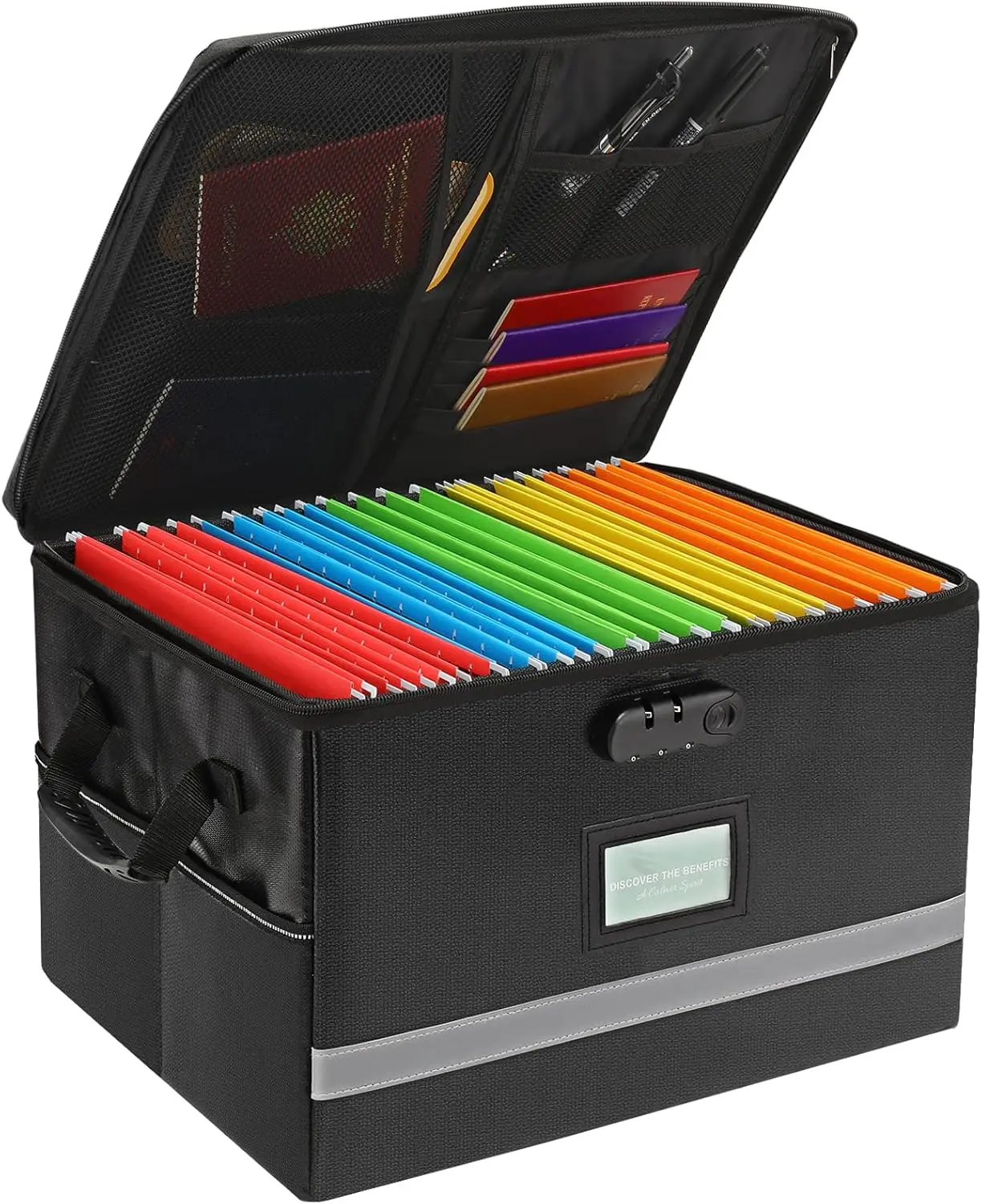 

Fireproof File Box with Lock & Handle, Portable Document Organizer for Important Papers