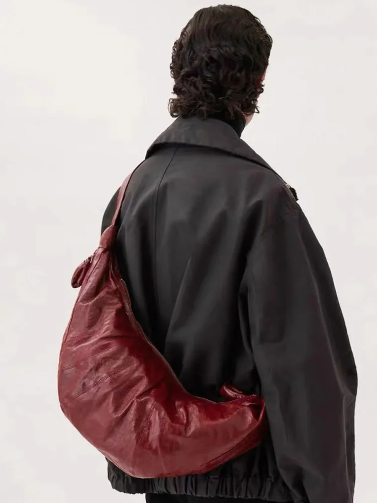 

New 2024 Women's Canvas Coated Horn Bag Genuine Leather Dumpling Bag Versatile Single oulder Slant Cross Waist Bag