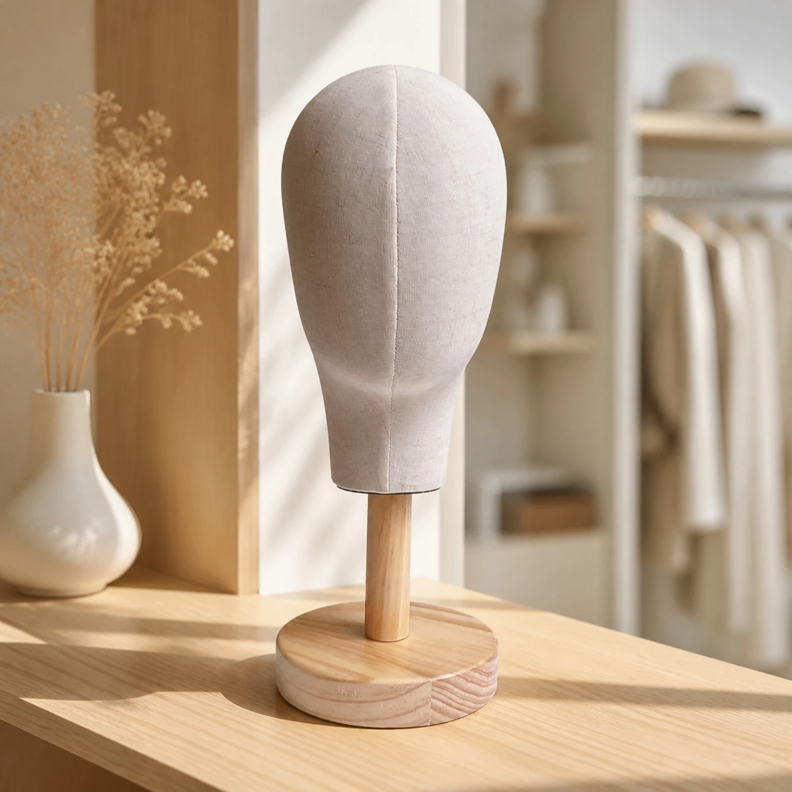 Hat Display Mannequin Head Freestanding Mannequin Head with Wooden Base Detachable Hat Display Stable Tabletop for Photographers