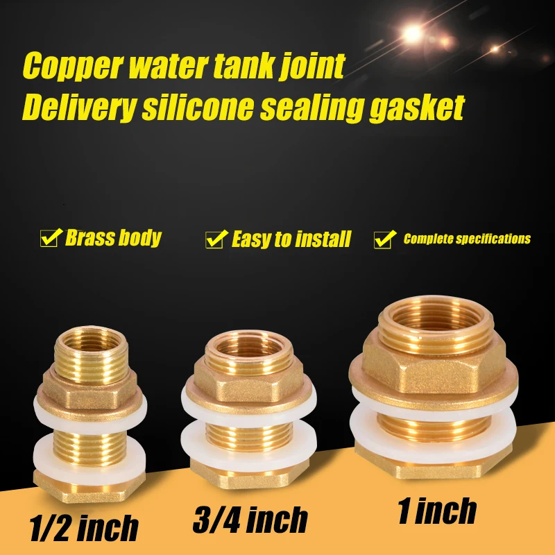 

1/2"3/4" Inside and Outside Wire Connector Copper 1in Water Tower Pool Fish Tank Bucket Lengthened Drainage Interface Accessorie