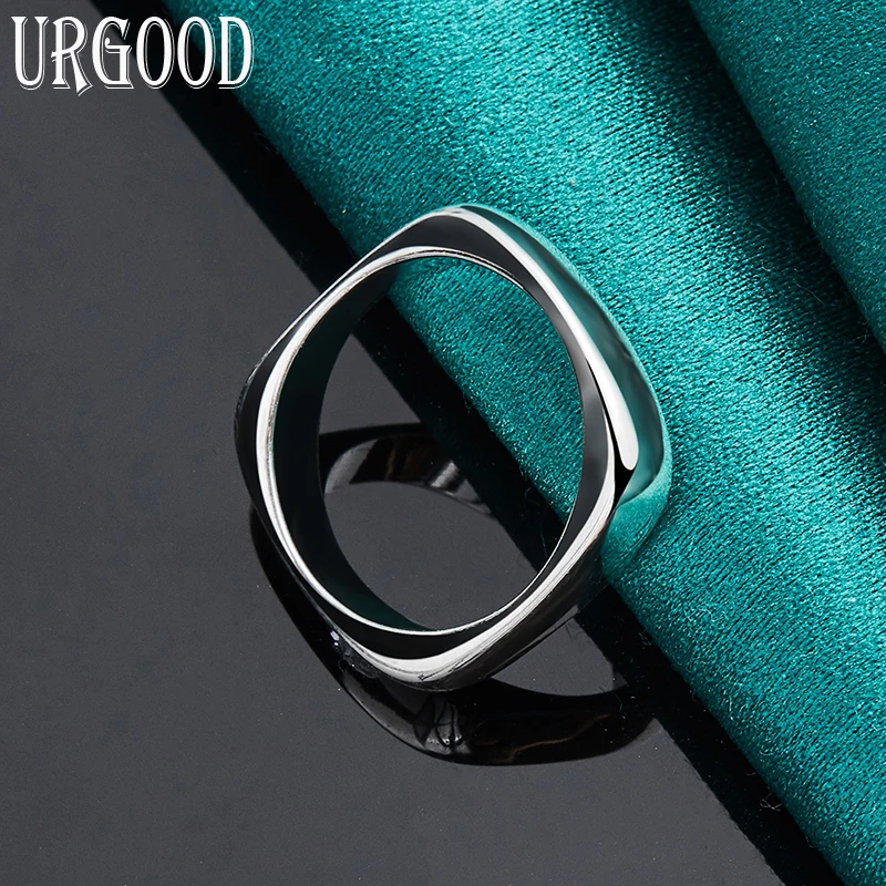 925 Sterling Zilver Glad Vierkante Ring Voor Vrouwen Man Party Engagement Wedding Romantische Mode-sieraden Gift