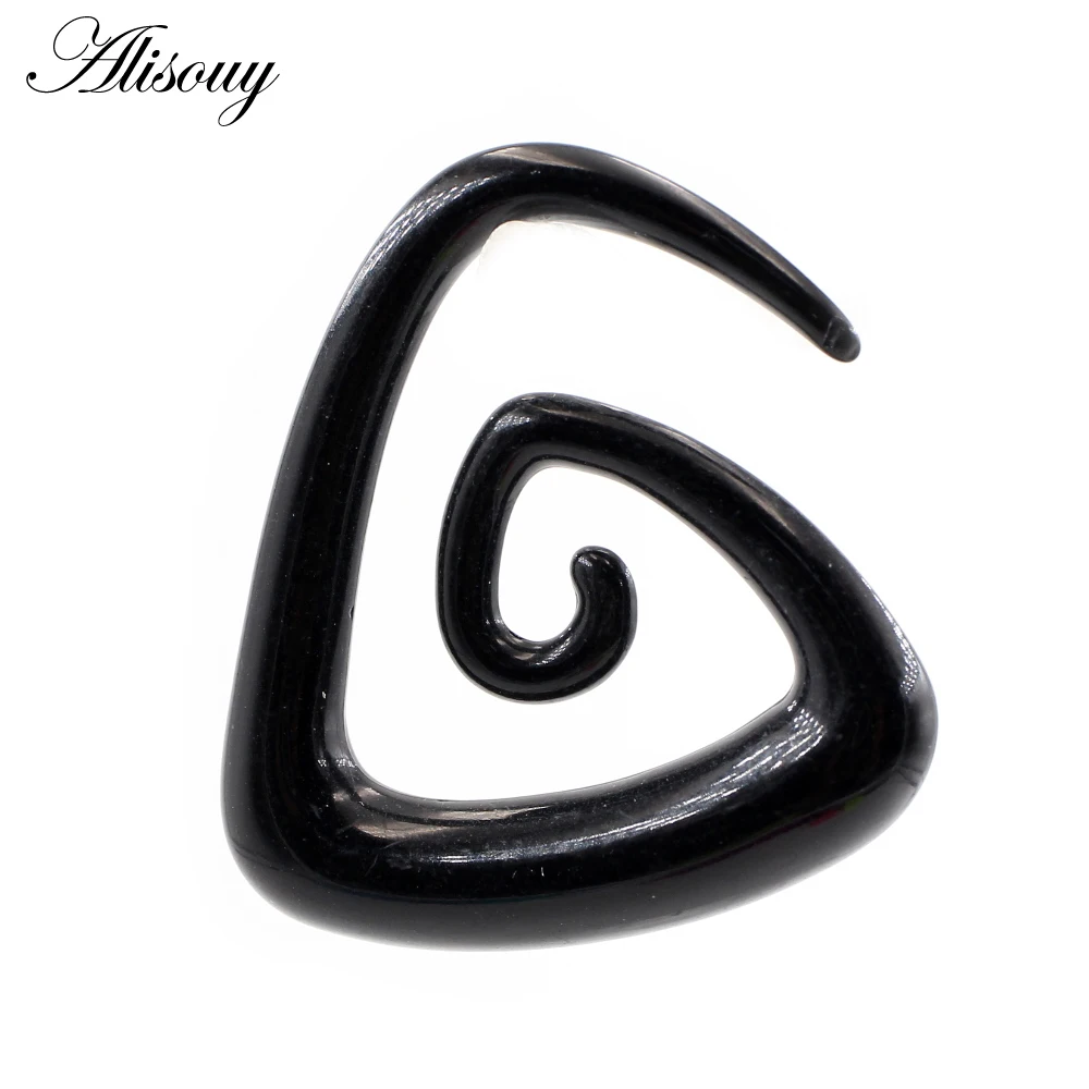 Alisouy 2pcs 1.6-10mm Irregul Triangle Acrylic Spiral Ear Tunnels Plugs Expander Stretcher Earrings Gauges Body Piercing Jewelry