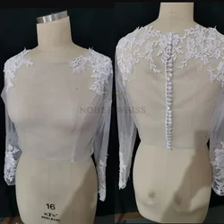 long sleeve lace Appliques jacket Scoop wedding Coat bridal bolero wrap Lace Bride shawl Customized