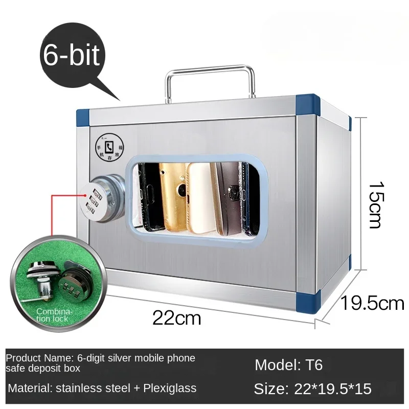 6-digit phone storage box Aluminum Alloy Pocket Chart Cell Phones Storage case aluminum carry case