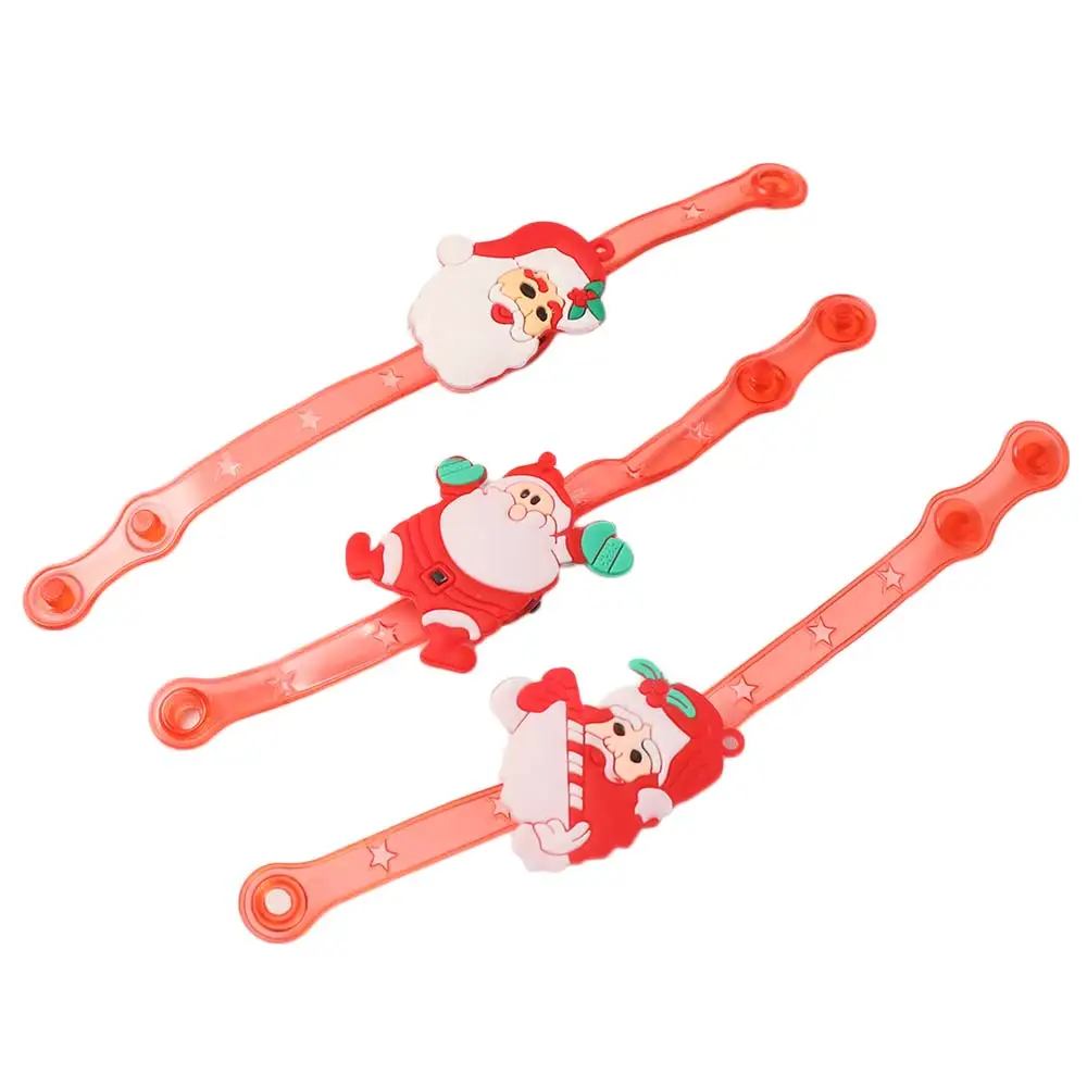 3PCS Plastic LED Light Up Bracelets Adjustable Cartoon Glowing Wristbands Glowing Effect Glowing Bracelets Christmas Celebration