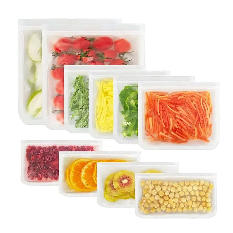 Silicone Food Storage Containers Reusable Food Storage Bags Lunch Bags Stand Up Zip Shut Bag Cup Fresh Food Leakproof Containers