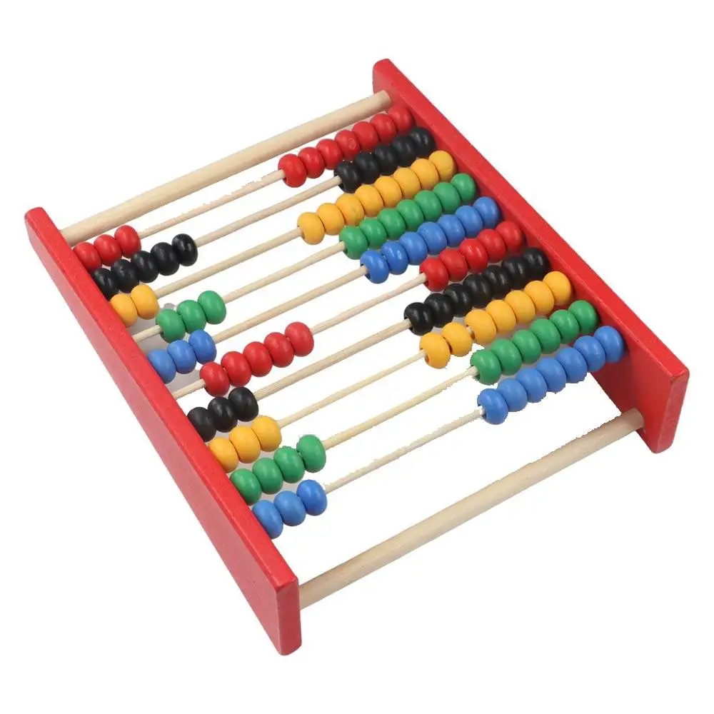 Houten telraam voor kinderen Intelligentieontwikkeling Kleurrijke kralen Leren wiskunde Tool Montessori Toy Mini