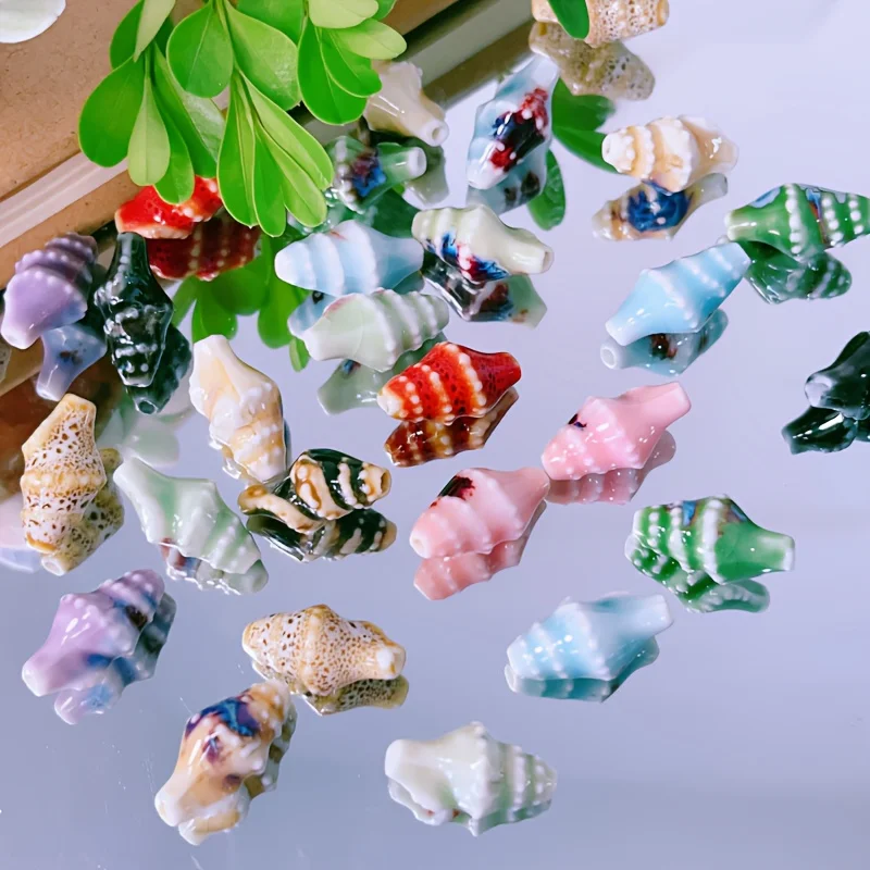 DIY Ceramic Bead Set - Hawaiian Ocean Style Pointed Sea Shel
