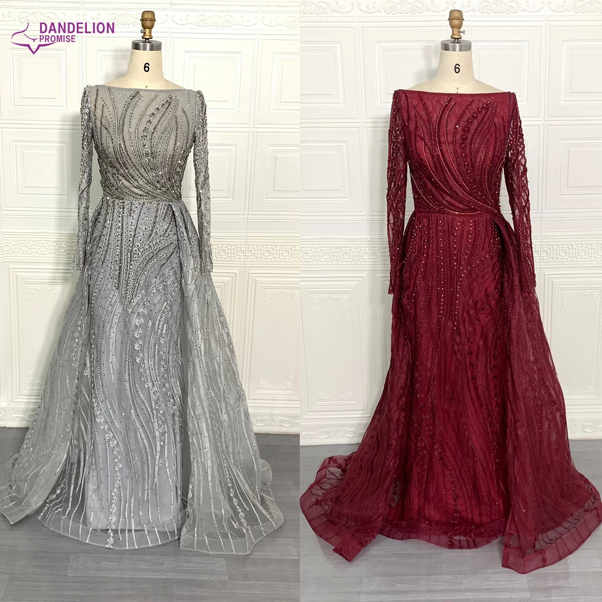 Dubai Long Sleeves Evening Dress For Women 2021 Mermaid Lace Boat Neck Crystal Handmade with Asymmetrical Cape Formal Party Gown