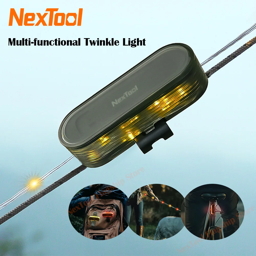 NexTool-tira de luces multifuncional centelleantes de 2M, lámpara de ambiente para acampar al aire libre, luz de ciclismo IP67 resistente al agua