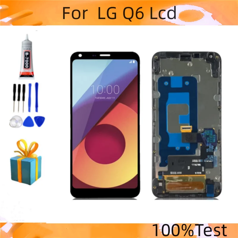 100%test Original For 5.5'' LG Q6 M700 M700A US700 M700H M703 M700Y LCD DIsplay Touch Screen Digitizer Assembly LG Q6 With Frame