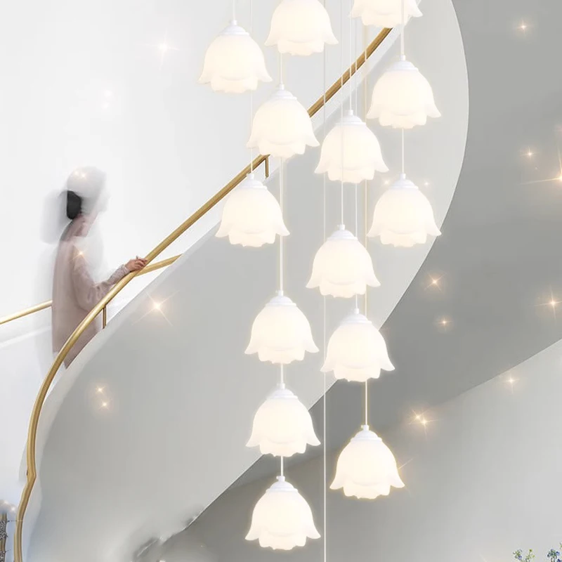 REVEN Chandelier Modern Style Dimmable Luster Flowers Acrylic and Hardware Frame Adjustable Chain