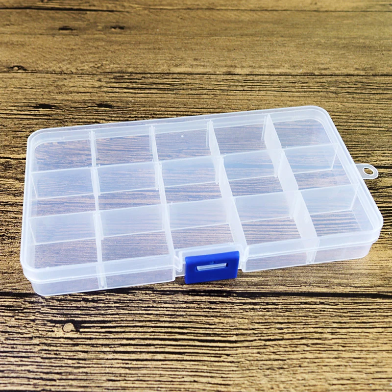 10/15 Slot Cell Transparent Portable Jewelry Tool Storage Box Container Ring Electronic Parts Screw Beads Organizer Plastic