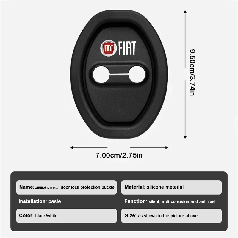 Protector de Cerradura de Puerta de Coche de 2/4 Piezas, Antiarañazos, para Fiat Abarth 500e Tipo 500 500x Panda Punto 500L Bravo Cronos, Piezas de Silicona para Automóviles