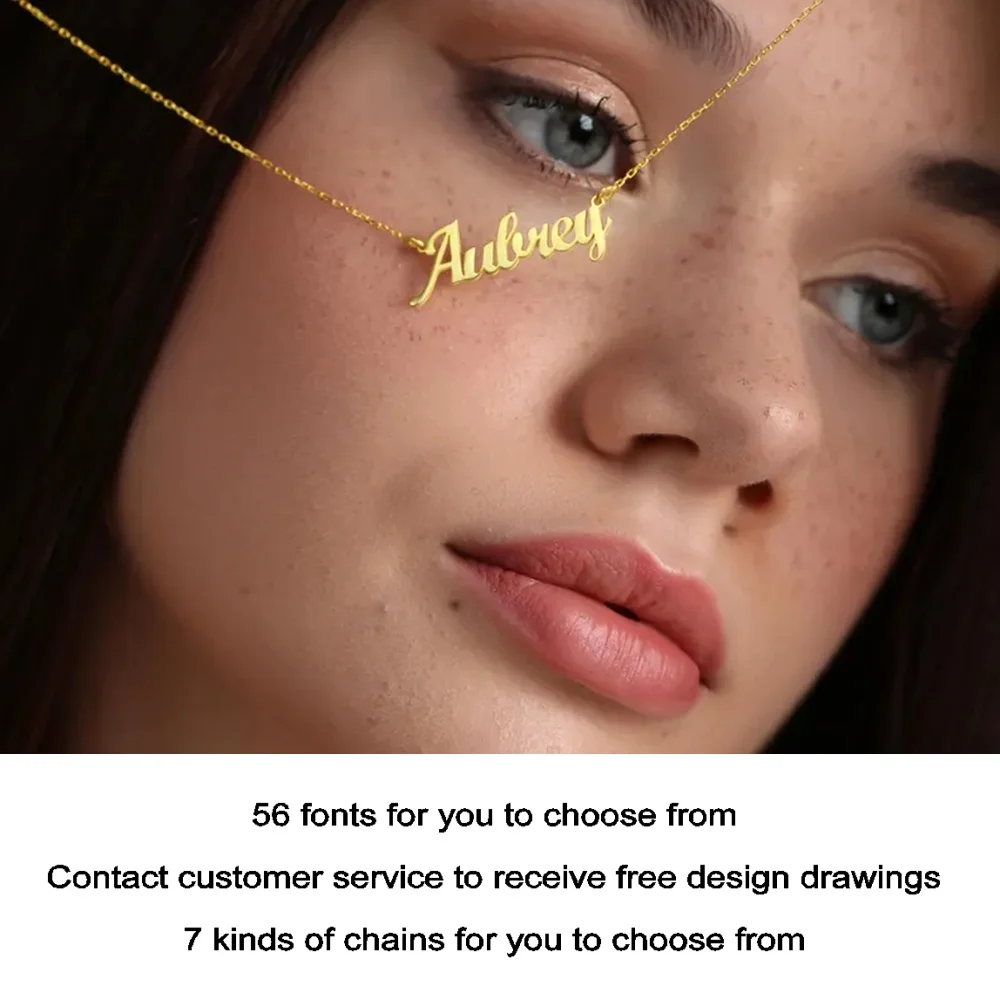 

Charming new custom name necklace, high quality waterproof rose gold chain, wife gift, necklace silver