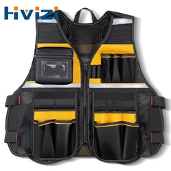 Electrician Tools Vest Carpenters Tools Vest Adjustable Safety Vest with Reflective Strips Work Vest for Tools