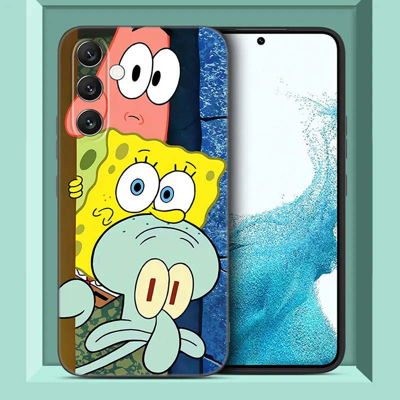 Cute S-SpongeBob Phone Case For Samsung A13 A22 A24 A32 A23 A25 A34 A35 A52S A53 A54 A55 A73 5G A12 A14 A15 A31 A33 A50 A51 A72